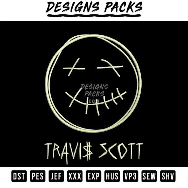 Travis Scott and face logo Embroidery Design 3.8" 4.8" 5.8" 6.8"