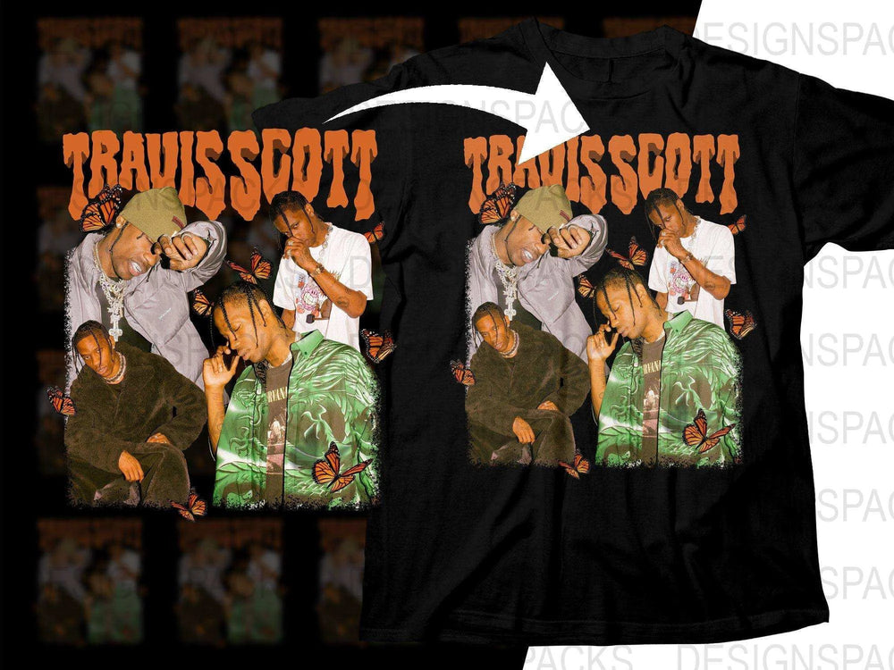 Travis Scott Colorful Bootleg Design Butterfly Theme Png Digital Download