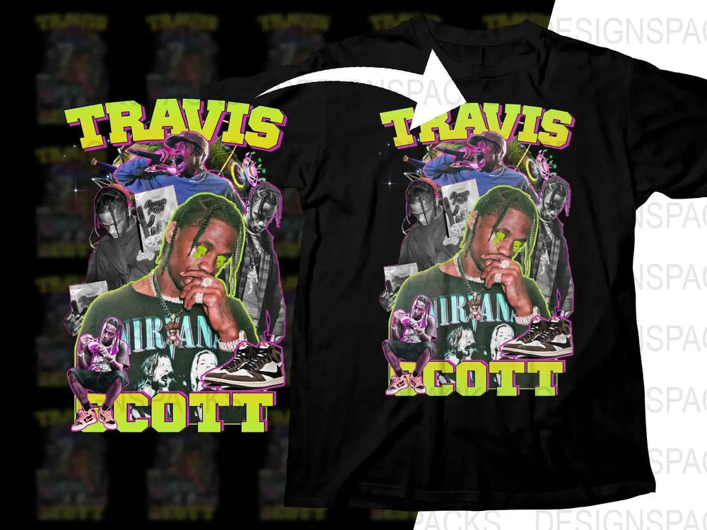 Travis Scott Cool Graphic Collage of Iconic Moments Png Digital Download
