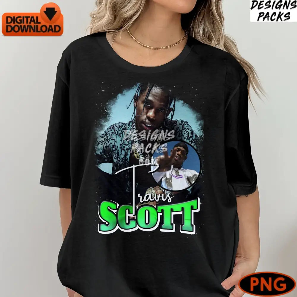 Travis Scott Digital Hip Hop Music Art Rapper Png Instant Download