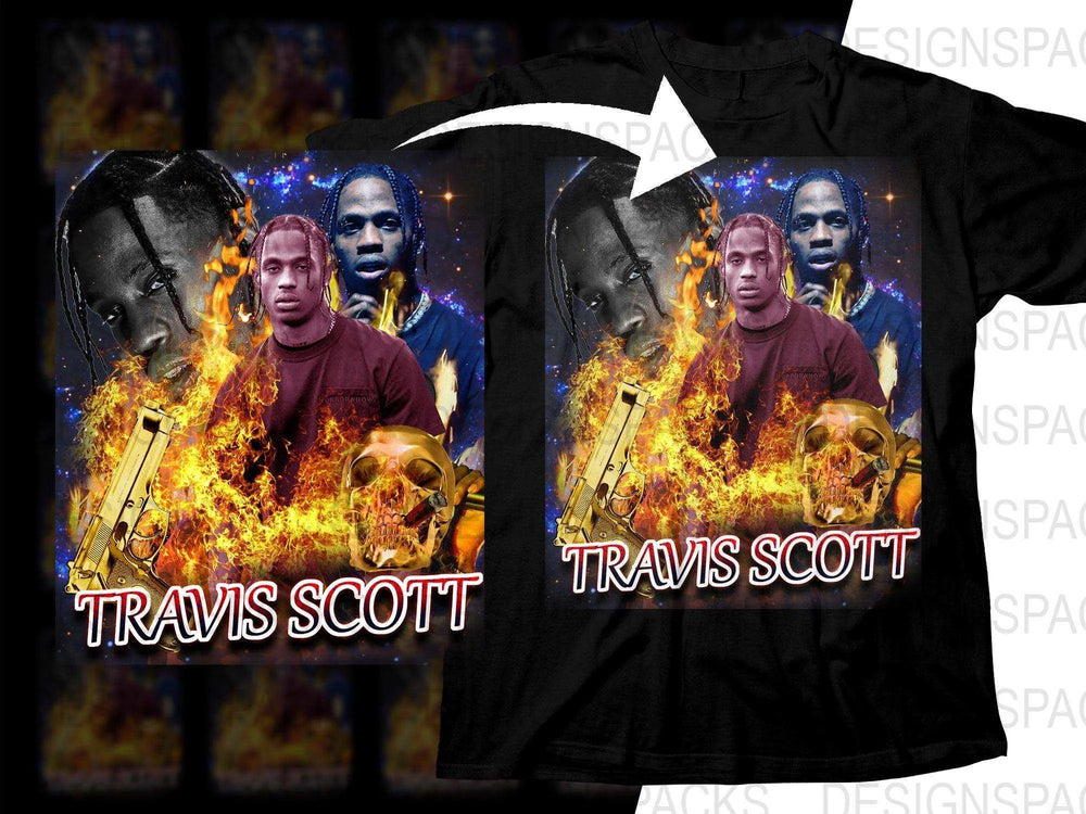 Travis Scott Fire Gun Skull Bootleg Music Png Digital Download