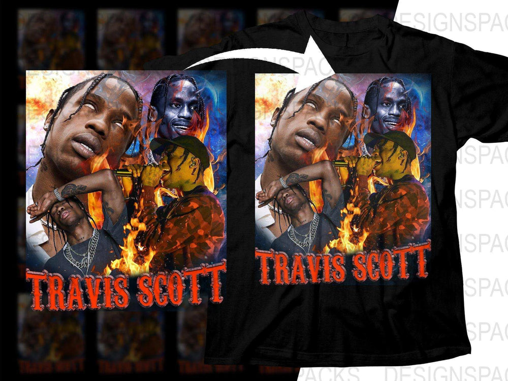 Travis Scott Multiple Concert Photos Flame Design Png Digital Download