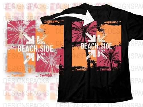 Trendy Beach-Side Palm Tree Graphic Png Digital Download