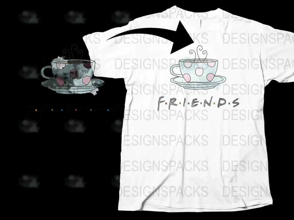 Trendy Coffee Cup Friends Inspired Comfort Png Digital Download