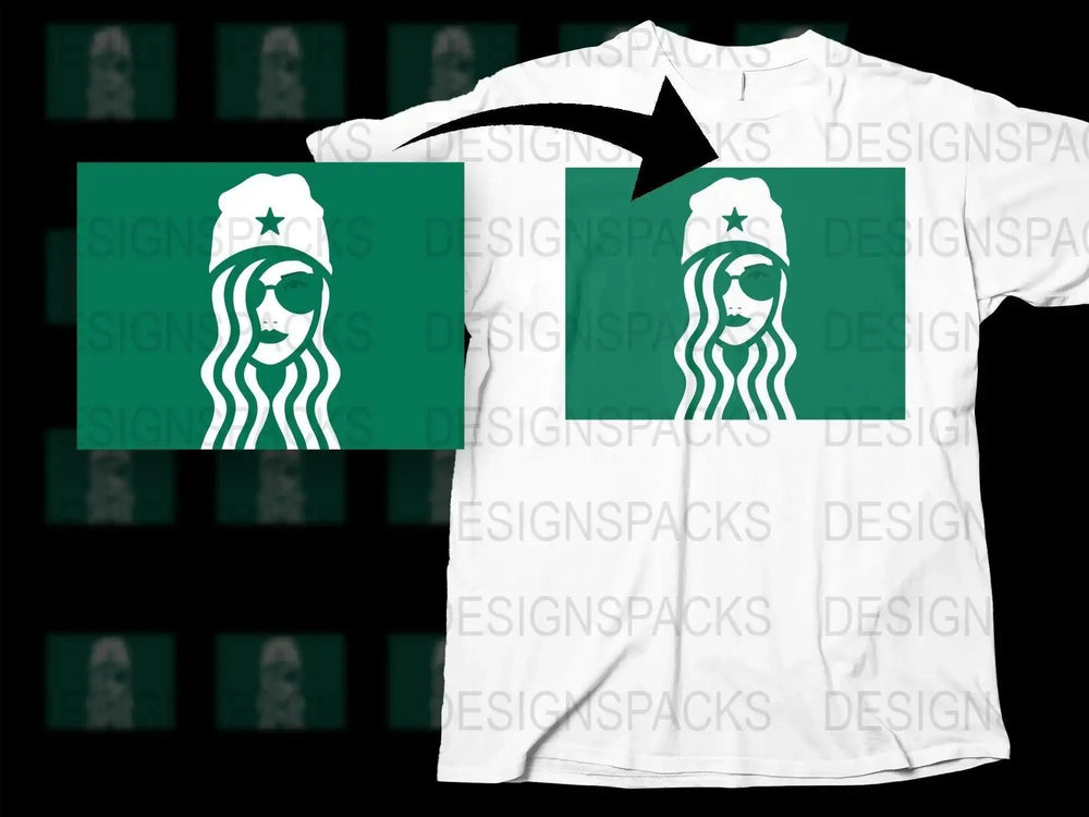 Trendy Girl Wearing Sunglasses Graphic Star Hat Png Digital Download
