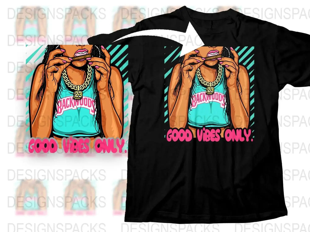Trendy Graphic Good Vibes Only Bold Message Png Digital Download