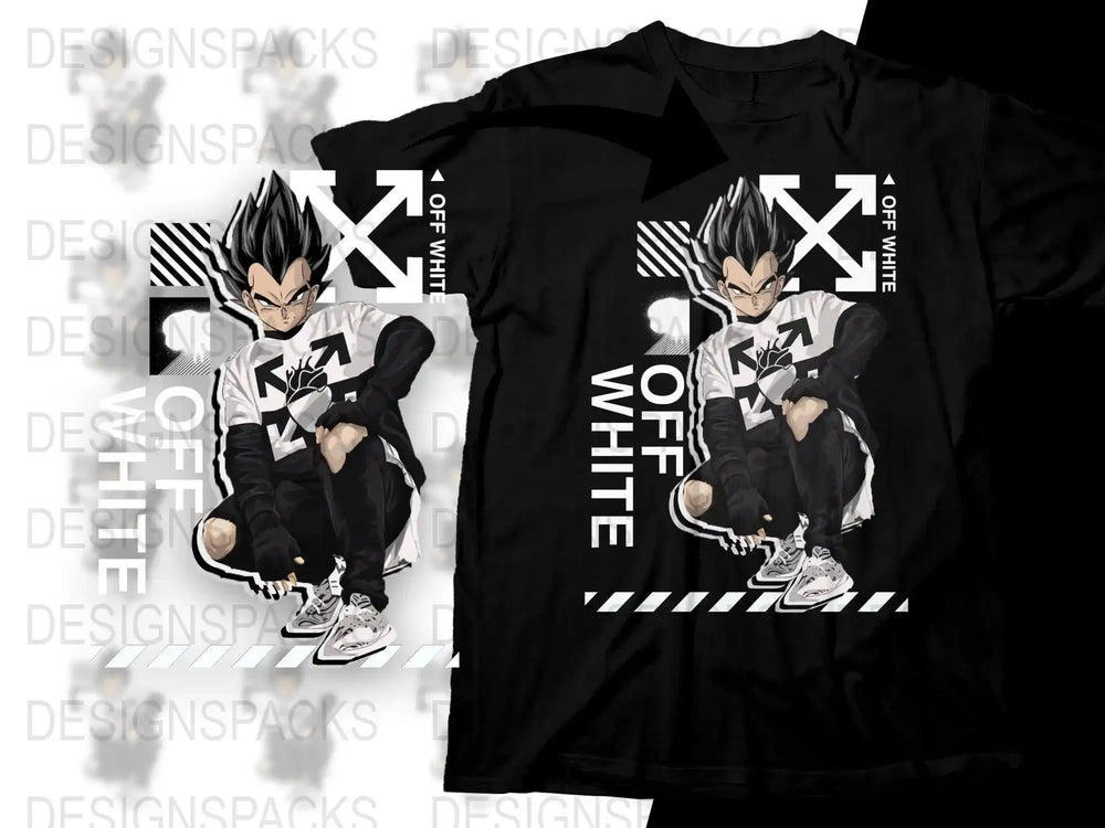 Trendy Vegeta Inspired Off White Pattern Png Digital Download