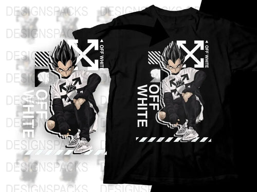 Trendy Vegeta Inspired Off White Pattern Png Digital Download