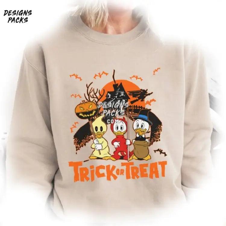 Trick Or Treat Cartoon Land Halloween Huey Dewey And Louie Png Design