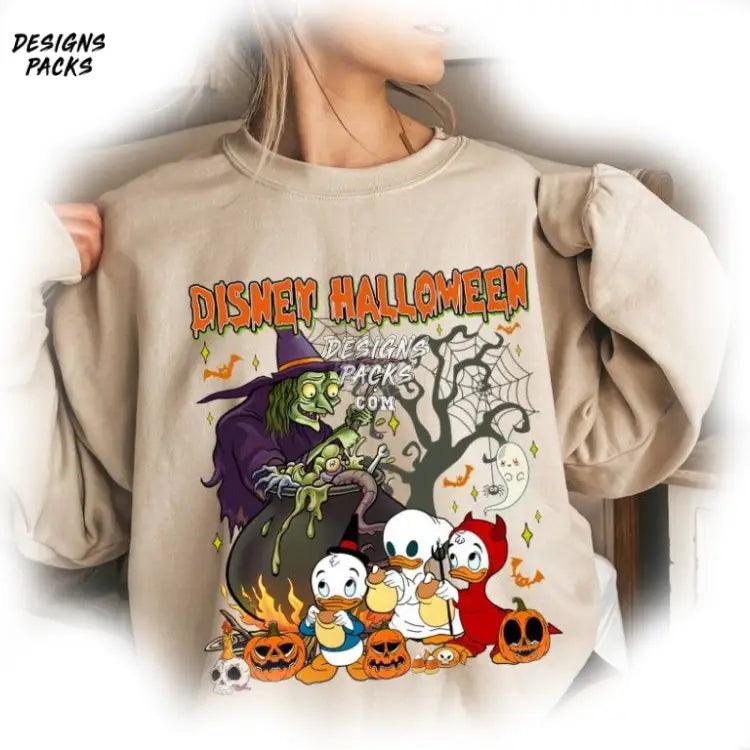 Trick Or Treat Woman Halloween Cartoon Huey Dewey Louie Png Design