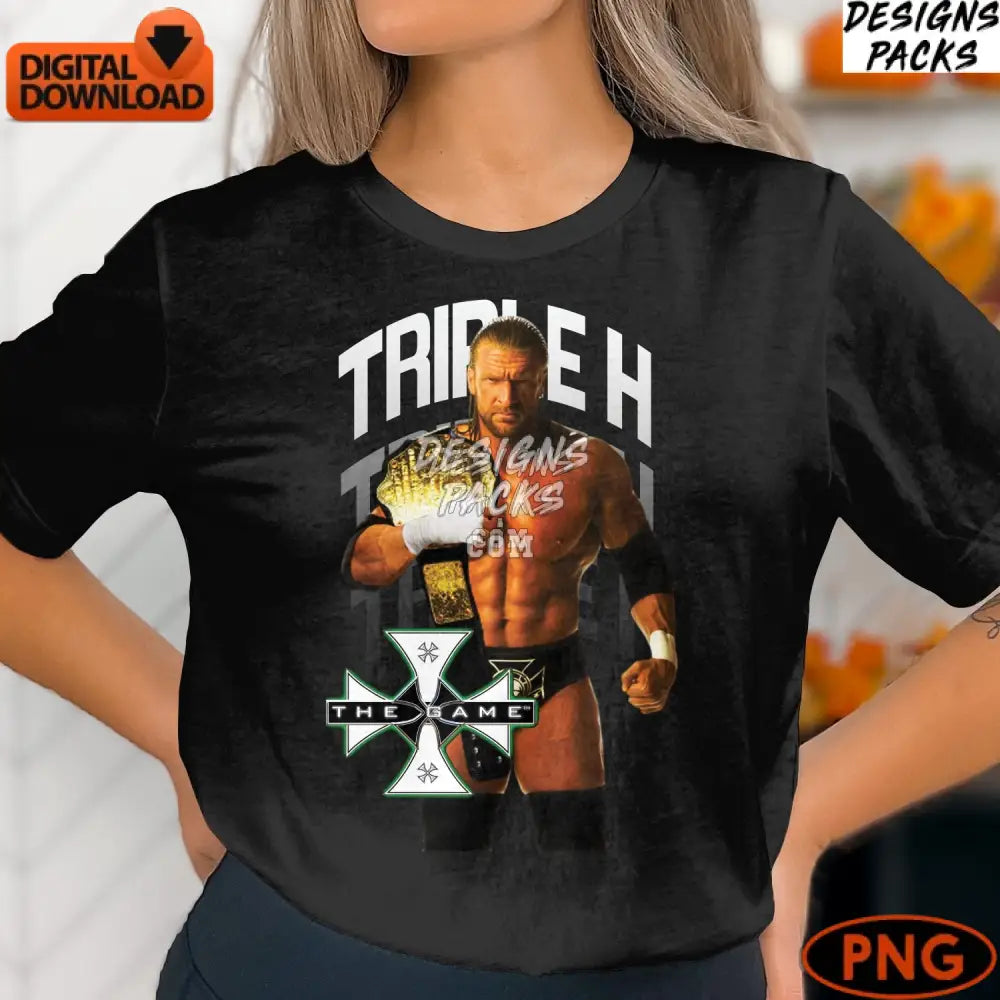 Triple H Wrestling Star Champion Instant Download Png Pro