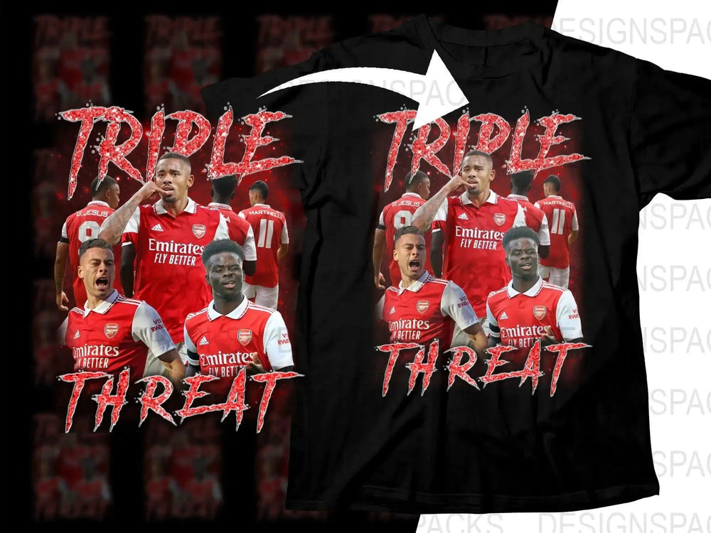 Triple Threat Arsenal Soccer Club Team Graphic Soccer Png Digital Download
