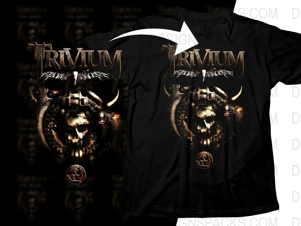 Trivium Band Rock Artwork With Skull Rock Png Halftone Digital Download