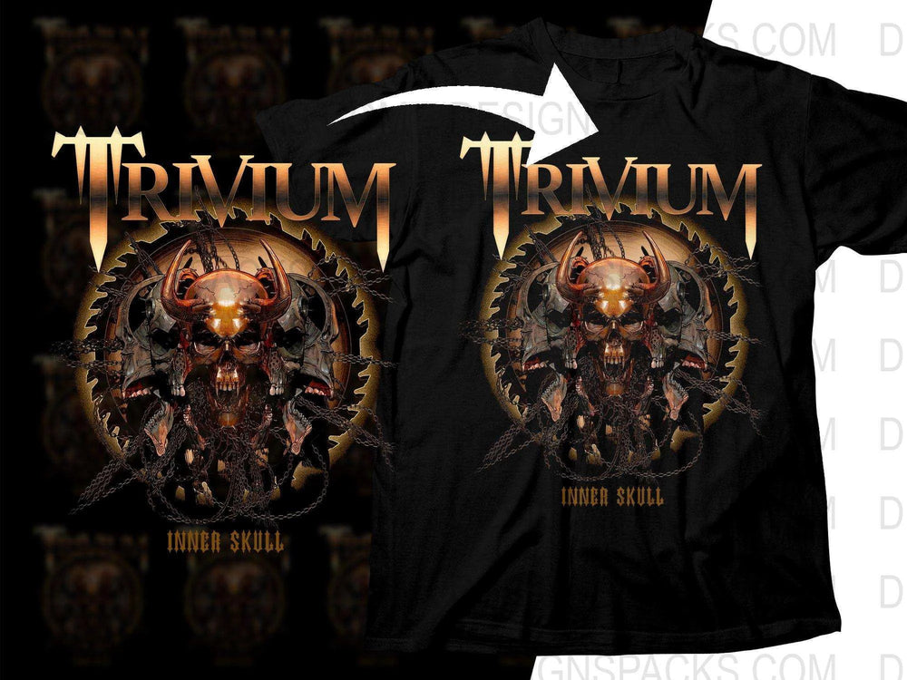 Trivium Inner Skull Rock Design Png Halftone Digital Download