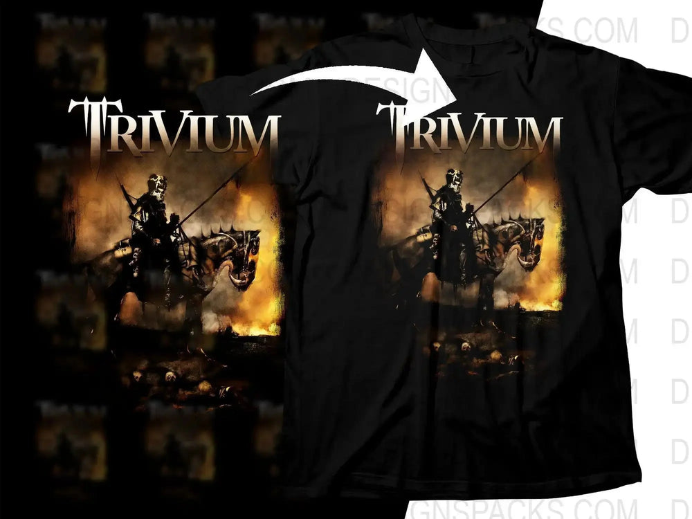 Trivium Medieval Knight On Fiery Background Rock Png Halftone Digital Download