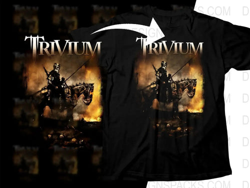 Trivium Medieval Knight On Fiery Background Rock Png Halftone Digital Download