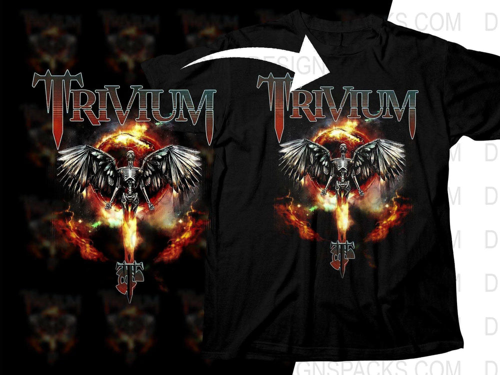 Trivium Rock Design with Fiery Background Png Halftone Digital Download