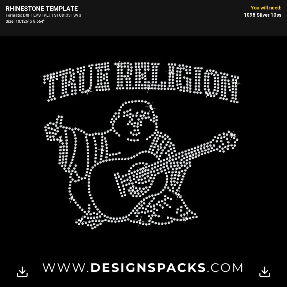 True Religion Buddha Rhinestone Digital Template