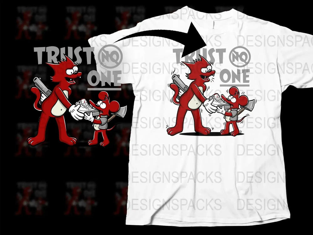 Trust No One Cartoon Red Character Streetwear Png Digital Download