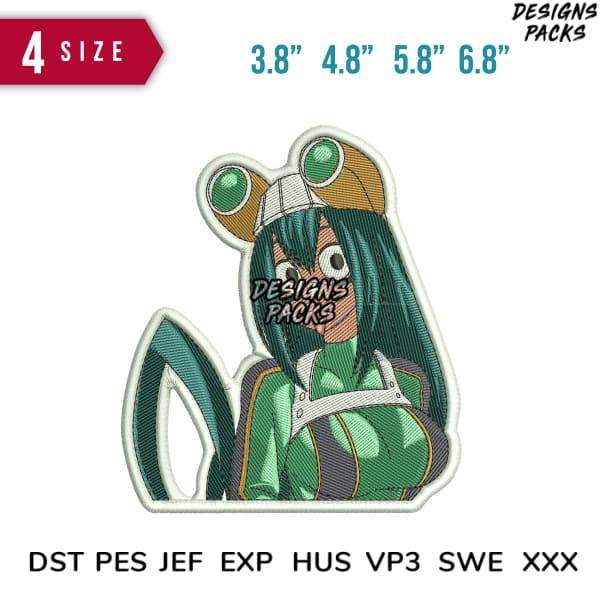 Anime girl embroidery design in 4 sizes, DTF/DTG ready, PES & SVG formats for instant download