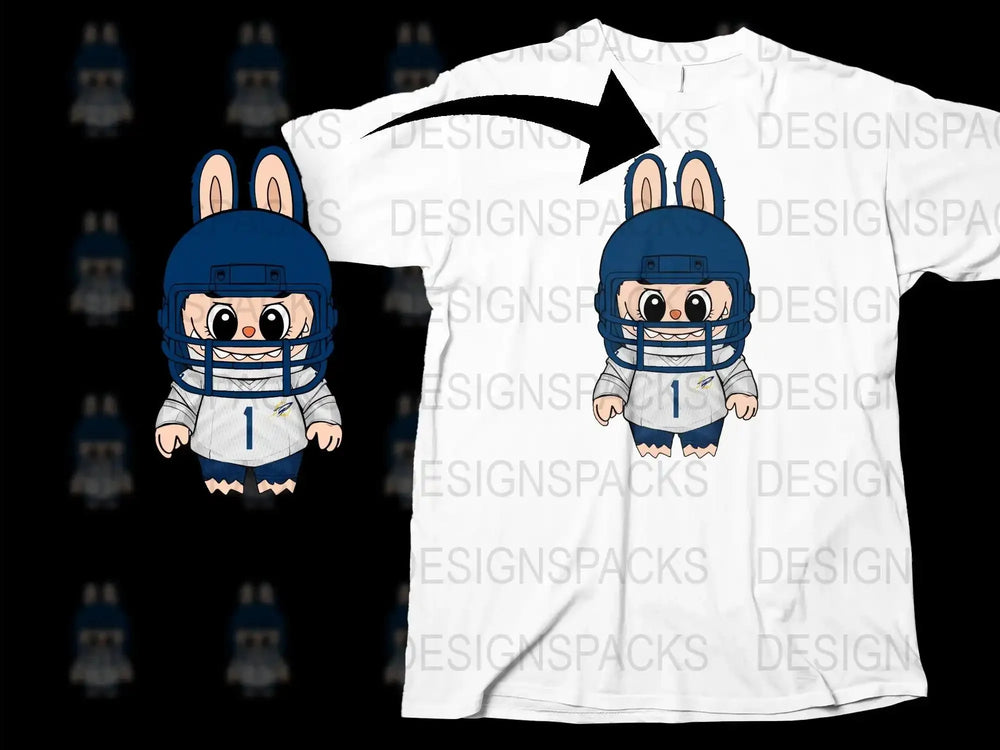 Funny Football Player Cartoon Character T-Shirt, Cute Sports Tee for Kids, Boys Casual Shirt