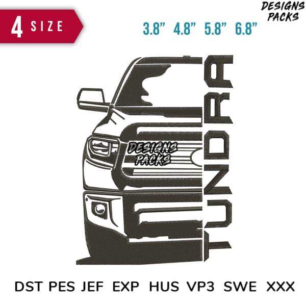 Tundra truck embroidery design in 4 sizes, DST PES JEF formats, print-ready for embroidery machines