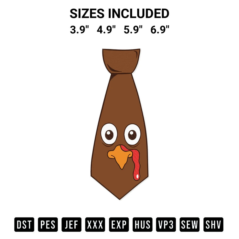 Turkey Face Tie Thanksgiving Gift Funny Boys Girls Fall Thanksgiving Outfit Logo Embroidery Design