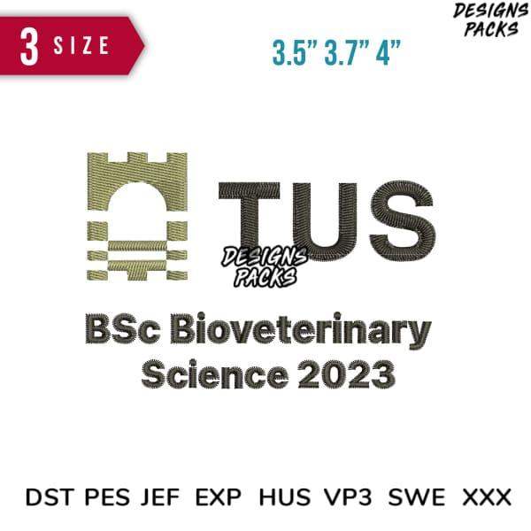 Embroidery design for BSc Bioveterinary Science 2023, 3 sizes, DST PES JEF formats