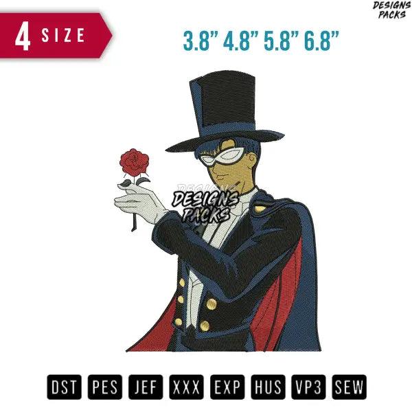 Tuxedo mask rose color Embroidery Design