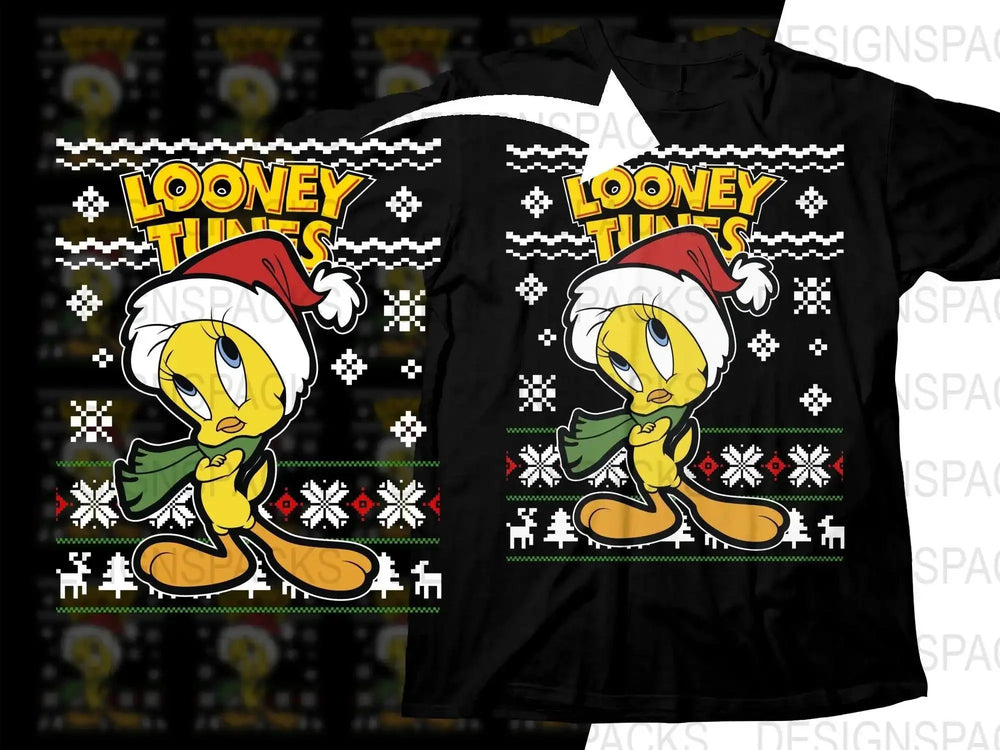Tweety in Santa Hat Looney Tunes Christmas Png Digital Download