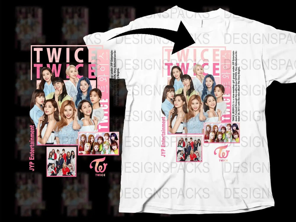 TWICE K-Pop Idol Group Graphic T-Shirt, Colorful Pop Music Fan Merch, Casual Cotton Tee, Gift for Teens