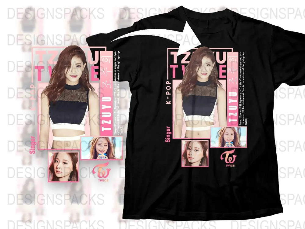 K-Pop Fan T-shirt, Twice Band Graphic Tee, Black Cotton T-Shirt, Music Pop Culture Apparel, Gift for Teens