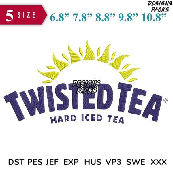 Twisted Tea hard iced tea embroidery design in 5 sizes, DST PES JEF formats for instant download