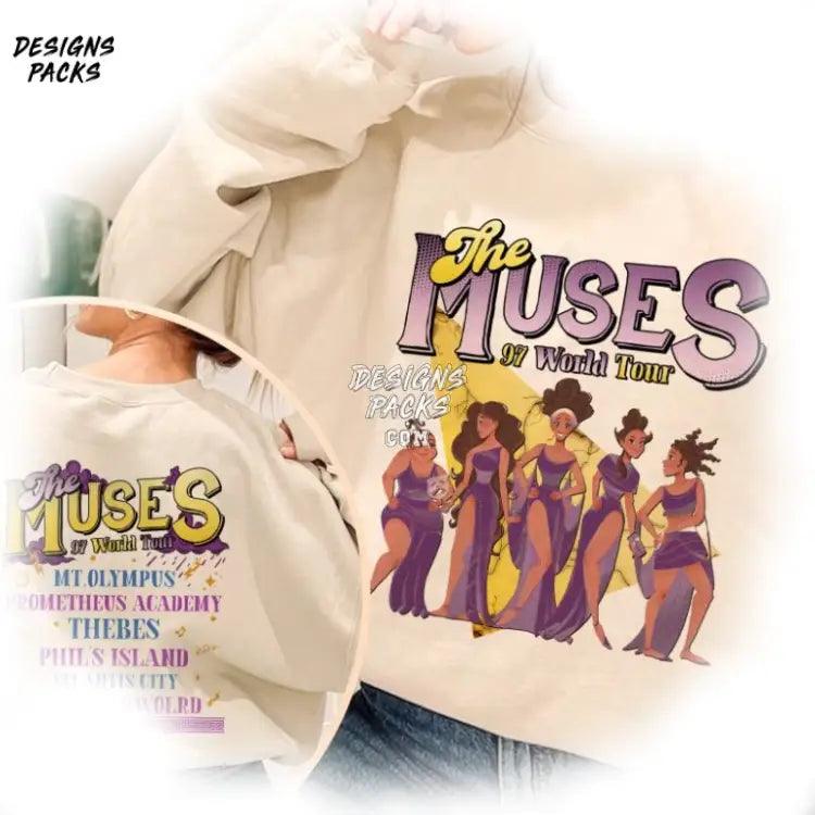 Two - Sided Vintage Hercules The Muses 97 World Tour Cartoon Land Girl Trip Png Design