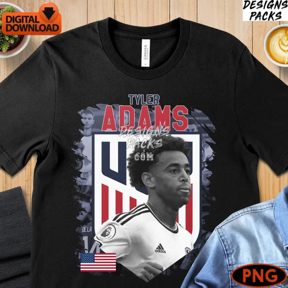 Tyler Adams Usa Soccer Digital Art Print Patriotic Sports Instant Download Png