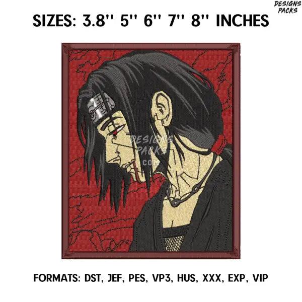 Uchiha Itachi Embroidery Design File, Naruto Anime Embroidery Design, Machine Embroidery Dst. Anime Design Pes Brother