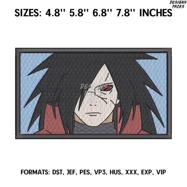 Rectangle Eye Uchiha Madara Anime Naruto Embroidery Design