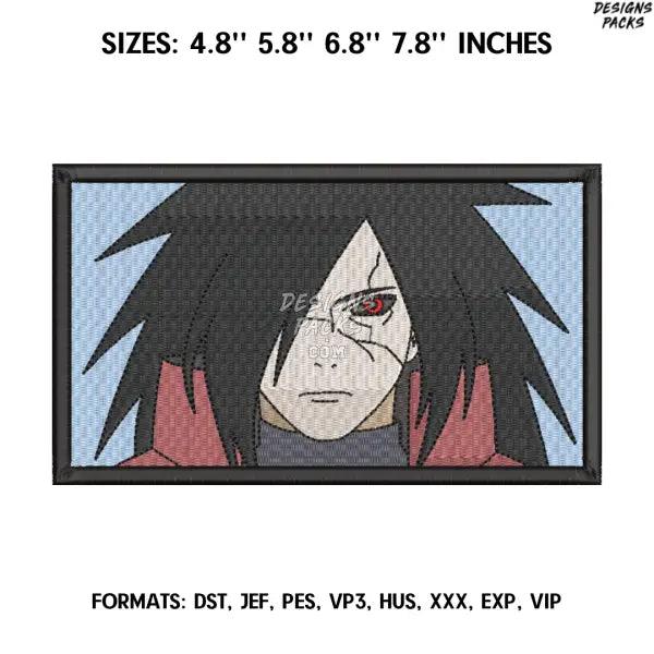 Uchiha Madara Embroidery design file pes. Anime Naruto embroidery design. Machine embroidery, Anime Pes Design Brother