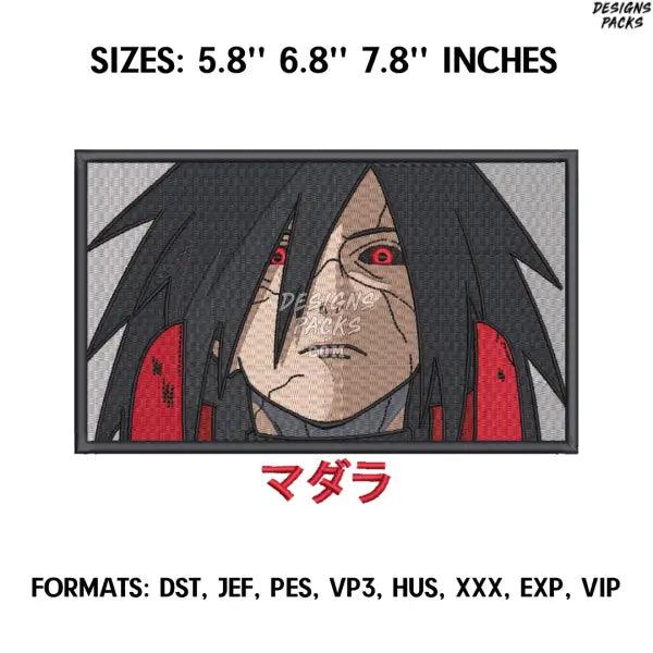 Uchiha Madara Embroidery design file pes. Anime Naruto embroidery design. Machine embroidery, Anime Pes Design Brother