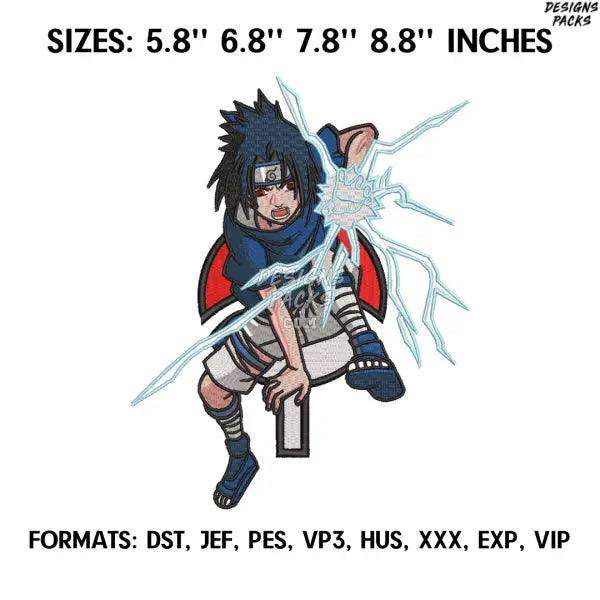 Uchiha Sasuke Embroidery Design File, Naruto Anime Embroidery Design,, Anime Design Pes Dst