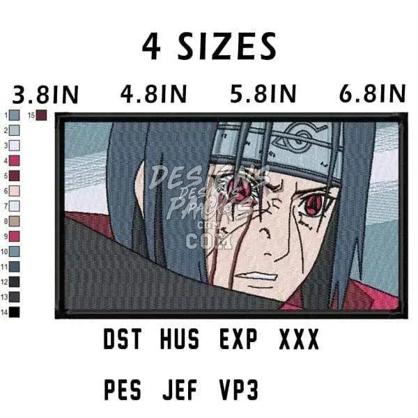 Uchiwa Itachi Anime Embroidery Design