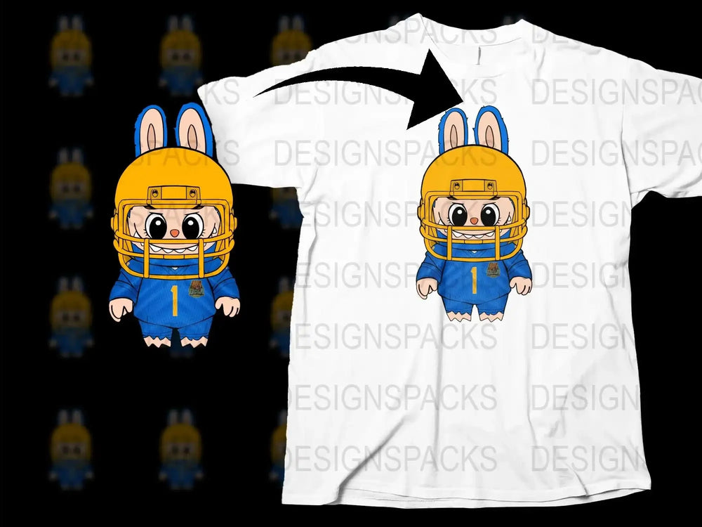 Cute Cartoon Rabbit Football Player T-Shirt, Kids Sports Tee, Unique Graphic Design Shirt, Gift for Children