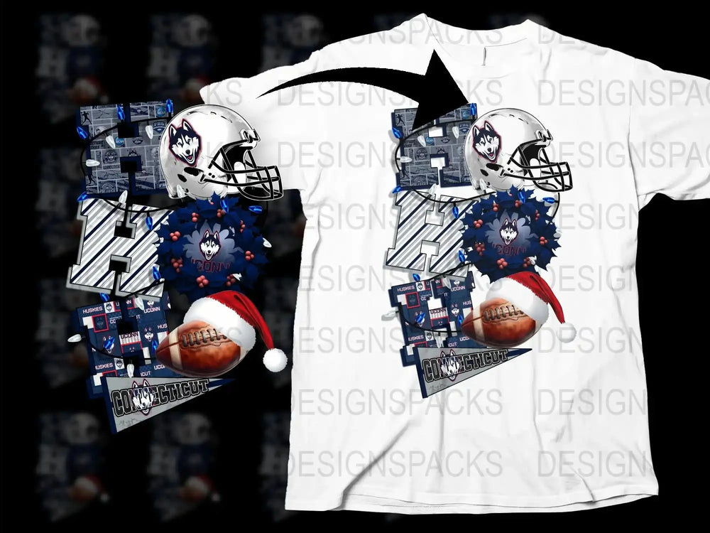 Men's Graphic T-Shirt With Football Helmet and Festive Santa Hat Design, Casual Sports Tee