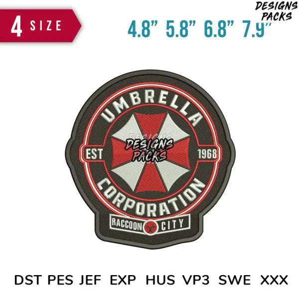 umbrella Embroidery Design 4.8" 3.8" 5.8" 6.8"