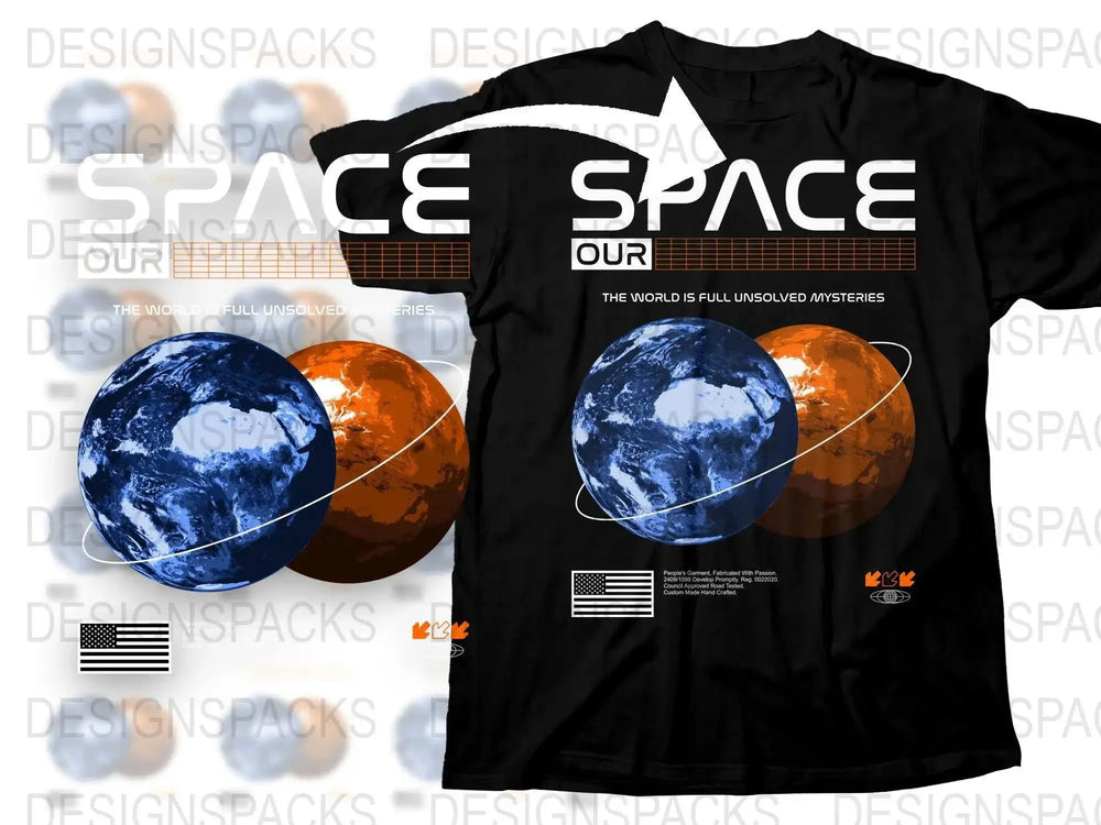 Unique Artistic Earth and Mars Graphic Png Digital Download