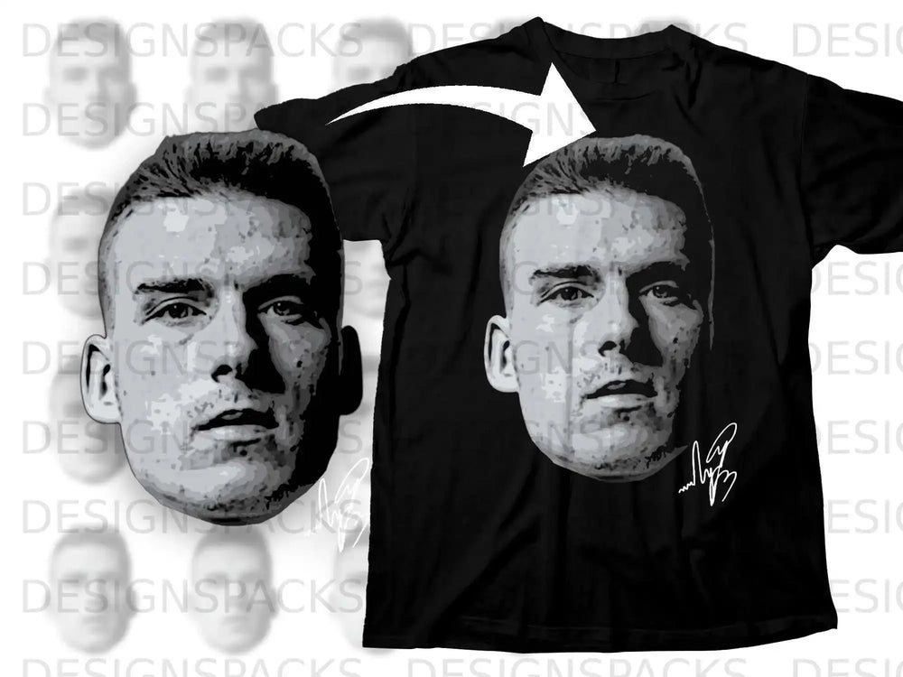 Monochrome Graphic Face Design T-Shirt