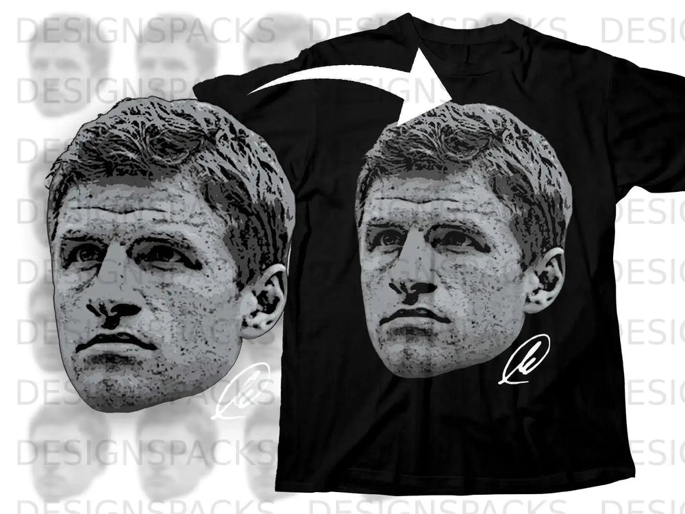 Black T-shirt with Iconic Detailed Face Print Design
