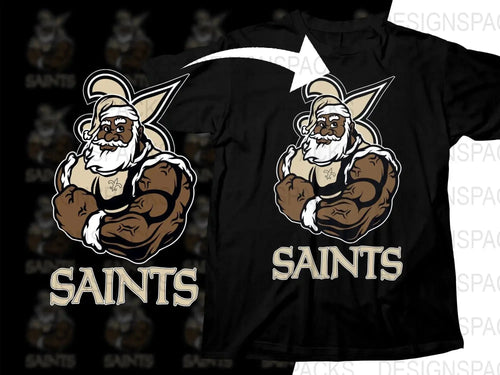 Unique Black Santa Christmas Football Saints Png Digital Download