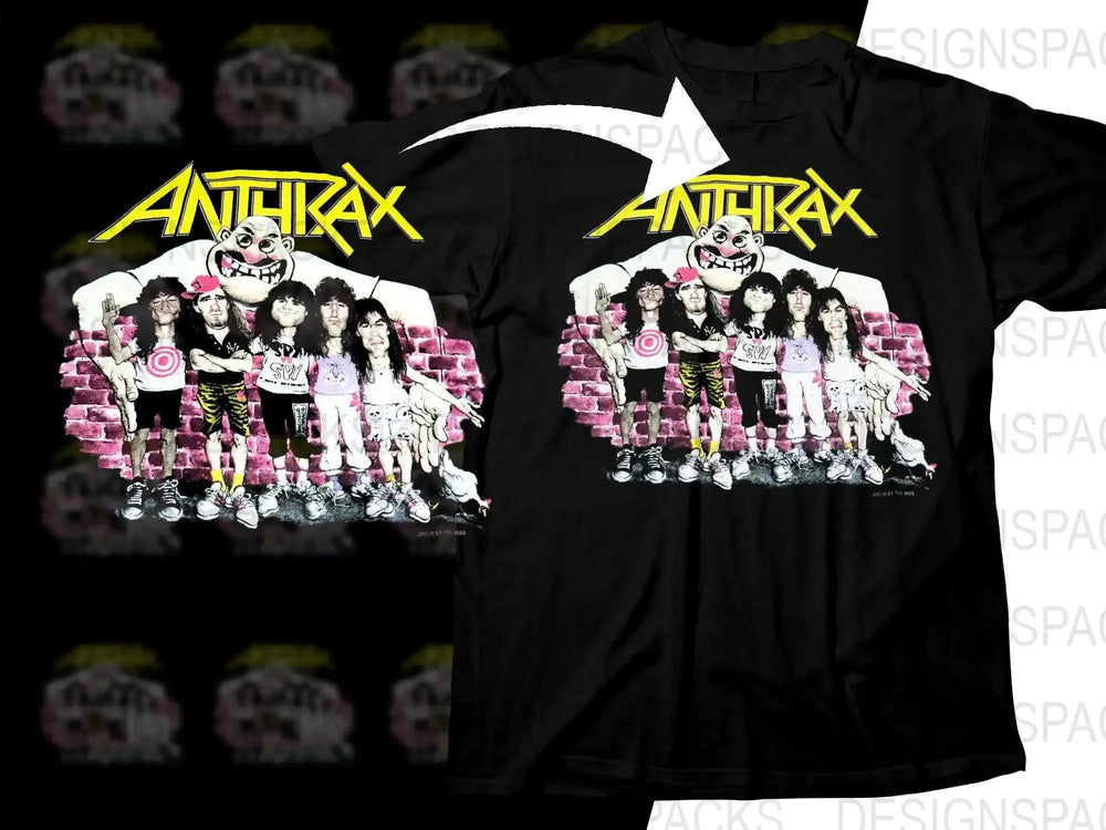 Unique Cartoon Style Anthrax Rock Band Graphic Png Halftone Digital Download