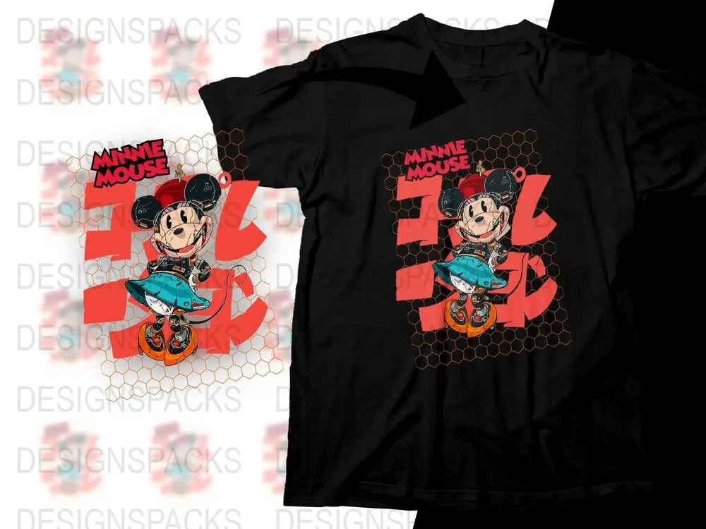 Unique Cartoon Style Minnie Mouse Design Png Digital Download